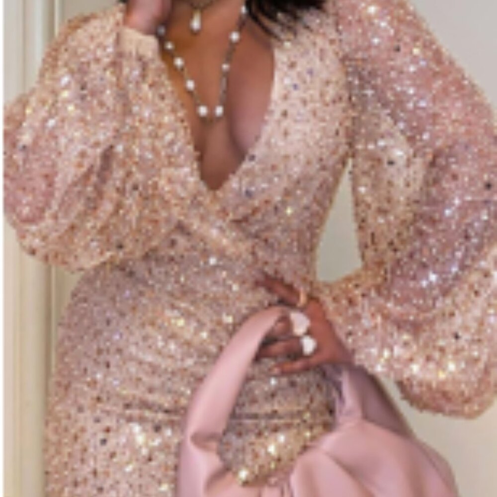 NWT XPluswear Sequin Plunge Neck Mini Party Dress